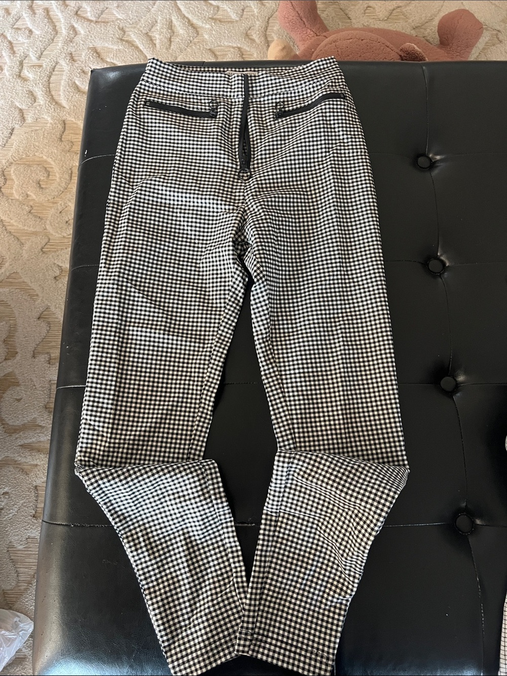 Urban Outfitters Black and White Gingham Slim Chinos